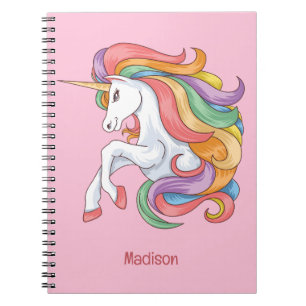 Caderno Espiral Unicórnio Colorido de Nome Personalizado