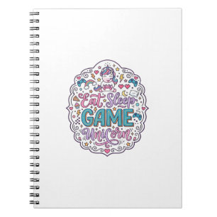 Caderno Espiral Unicórnio Comer Dormir Jogo Unicórnio Impressão Di
