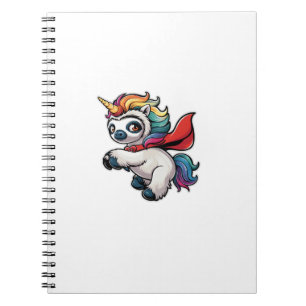 Caderno Espiral Unicórnio de Preguiça Engraçado como Herói para um