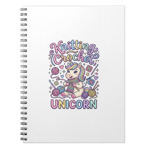 Caderno Espiral Unicórnio de Tricô Crochê Unicórnio Encantador Bra