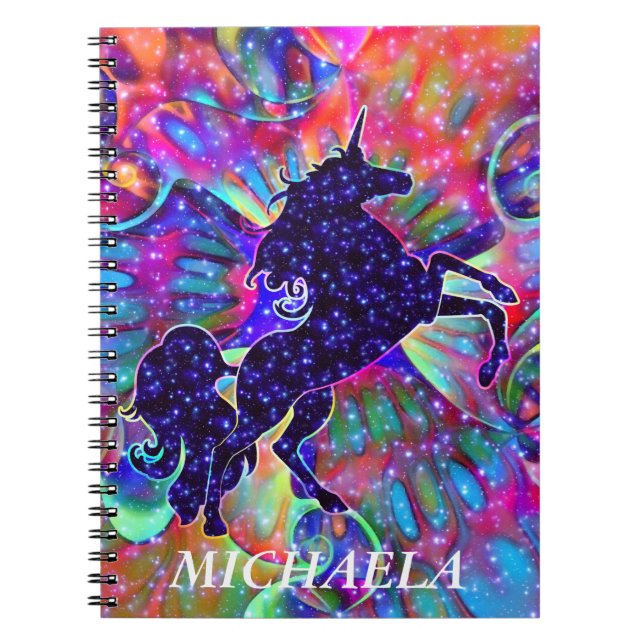 Caderno Espiral UNICÓRNIO DO UNIVERSO multicolorido (Frente)