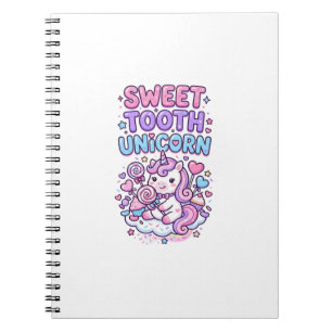Caderno Espiral Unicórnio Doce Dente Unicórnio Fofo Pastel Present