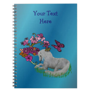 Caderno Espiral Unicórnio E Flores Personalizadas