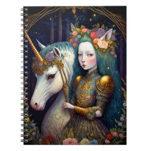 Caderno Espiral Unicórnio e Lady Fantasy Art Planner