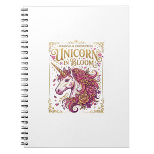 Caderno Espiral Unicórnio em Flor Desenho Elegante Zazzle_1