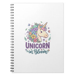 Caderno Espiral Unicórnio em Flor Tipografia Negrita Impressão sob