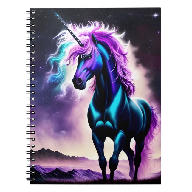 Caderno Espiral Unicórnio Escuro (Frente)