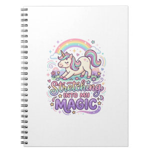 Caderno Espiral Unicórnio Esticando-se na Minha Tipografia Negrito
