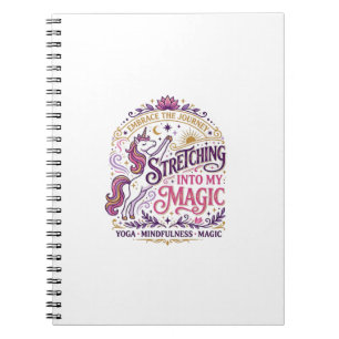 Caderno Espiral Unicórnio Esticando-se no Meu Estilo Mágico Branco