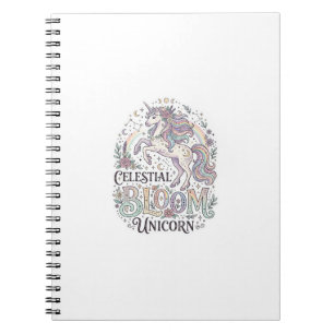 Caderno Espiral Unicórnio Flor Celestial Unicórnio Tipografia Veto