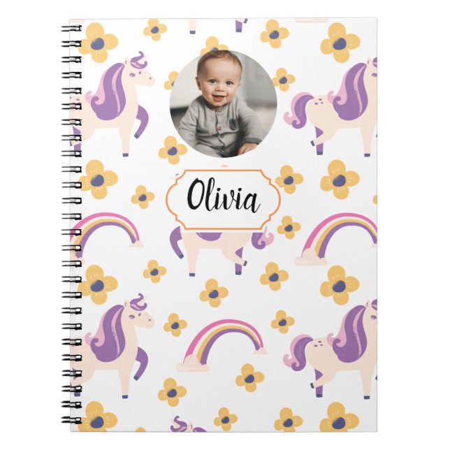 Caderno Espiral Unicórnio Fofo  Volta às Aulas (Frente)
