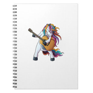 Caderno Espiral Unicórnio Legal Tocando Violão _ Animal Divertido 