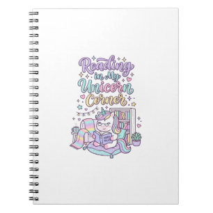 Caderno Espiral Unicórnio Lendo no Meu Canto do Unicórnio T Pastel