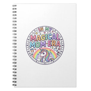 Caderno Espiral Unicórnio Na Minha Era Mágica De Mãe Camisa Engraç