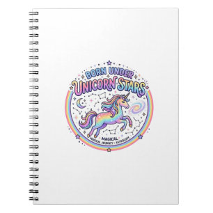 Caderno Espiral Unicórnio Nascido Sob Estrelas de Unicórnio Impres