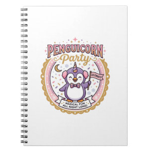 Caderno Espiral Unicórnio Penguicórnio Festa POD Pronto Zazzle Des