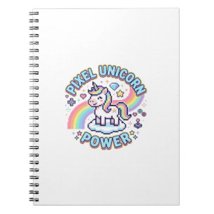 Caderno Espiral Unicórnio Pixel Unicórnio Poder Design Gráfico Pro