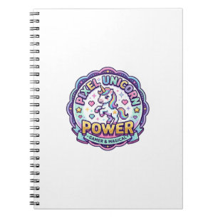 Caderno Espiral Unicórnio Pixel Unicórnio Poder POD Roupas Prontas