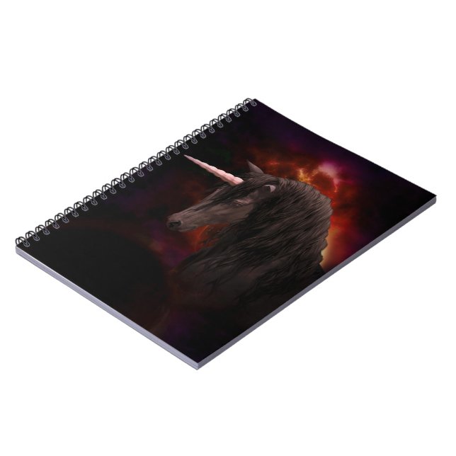 Caderno Espiral Unicórnio Preto (Left Side)
