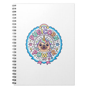 Caderno Espiral Unicórnio Pugicorn Poder Divertido Presente Fofo D