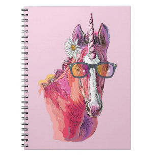 Caderno Espiral Unicórnio rosa para desenho manual