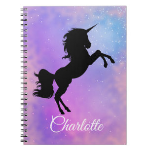 Caderno Espiral Unicórnio roxo conhecido feito sob encomenda