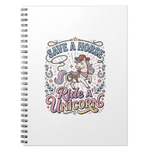 Caderno Espiral Unicórnio Salve um Cavalo Monte um Unicórnio Impre