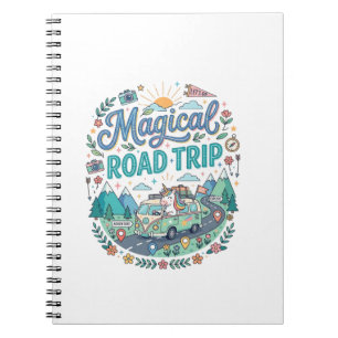 Caderno Espiral Unicórnio Viagem Mágica Impressão Pronta Arte POD_