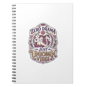 Caderno Espiral Unicórnio Zero Drama Apenas Vibrações de Unicórnio