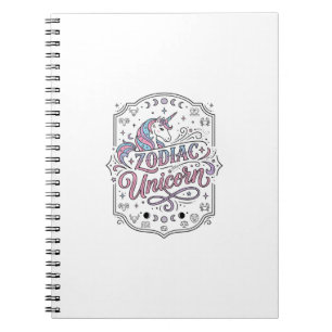 Caderno Espiral Unicórnio Zodíaco Unicórnio Divertido Presente Cri