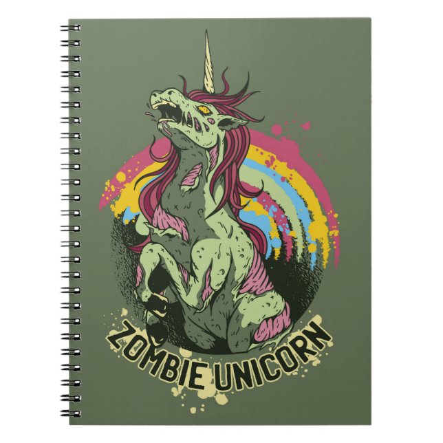 Caderno Espiral unicórnio Zombie (Frente)
