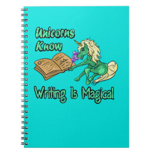 Caderno Espiral Unicórnios sabem que o Escrevendo é mágico
