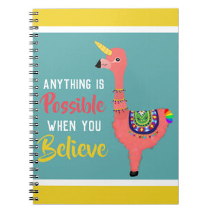 Caderno Espiral Unifllama inspirador: Unicórnio-Flamingo-lama