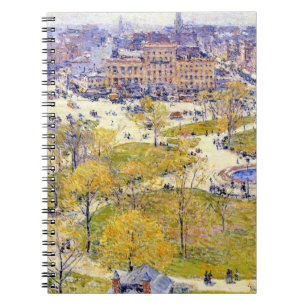 Caderno Espiral Union Square na Primavera por Frederick Childe Has