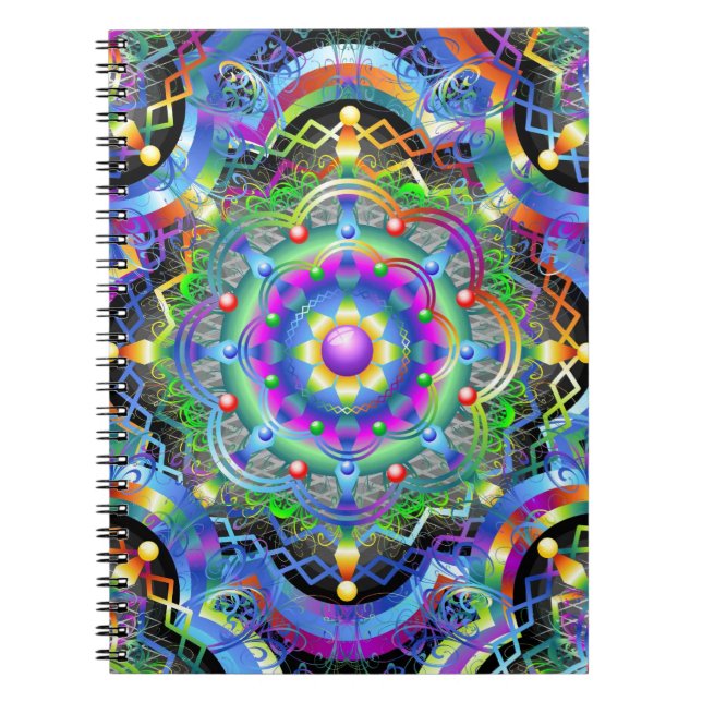 Caderno Espiral Universo Mandala Cores Psicodélicas (Frente)
