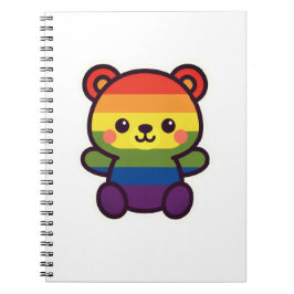 Caderno Espiral Ursinho Arco-Íris Kawaii - Uma Esmagada LGBTQ+ Org