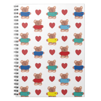 Caderno Espiral Ursinhos de Camisetas com Corações