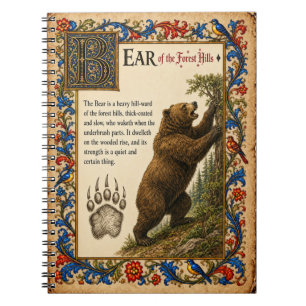 Caderno Espiral Urso, Arte do Bestiário Medieval