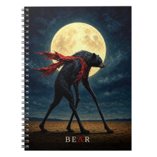 Caderno Espiral Urso Cachecol Vermelho gótico Surrealista