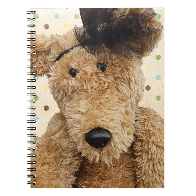 Caderno Espiral Urso Castanho Bonito Nas Bolinhas (Frente)