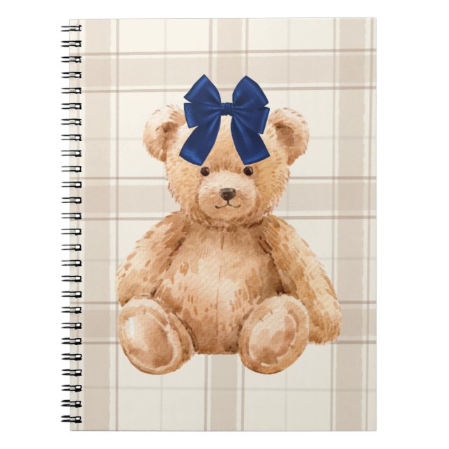 Caderno Espiral Urso com Arco Diário em Branco (Frente)