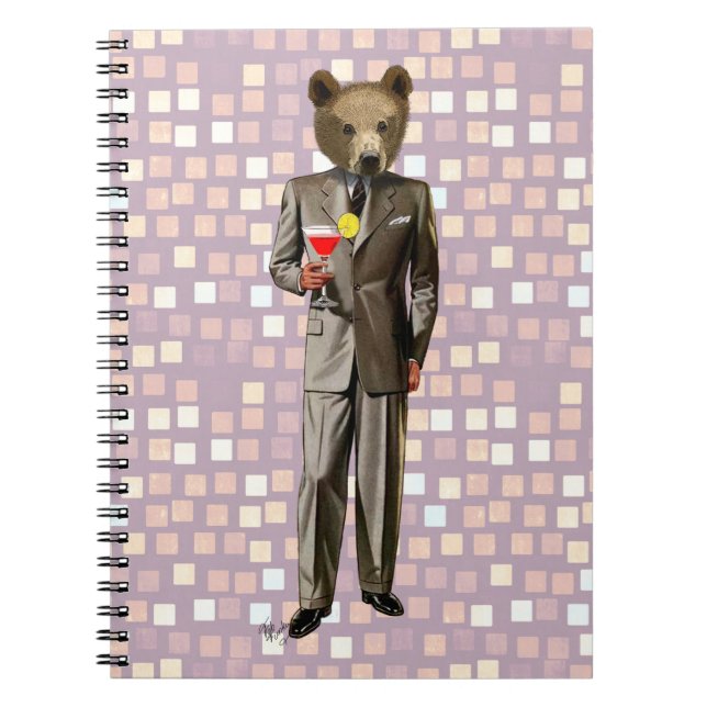 Caderno Espiral Urso com coquetel (Frente)