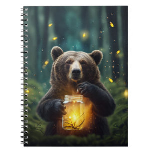 Caderno Espiral Urso Com Vagalumes No Jar