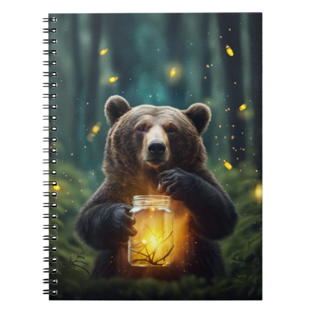 Caderno Espiral Urso Com Vagalumes No Jar (Frente)
