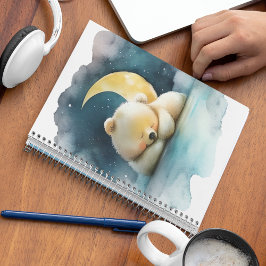 Caderno Espiral Urso de Dormência em Aquarela
