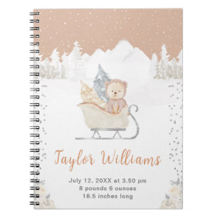 Caderno Espiral Urso de Inverno Trenó Marrom Estatísticas de Nasci
