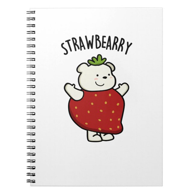 Caderno Espiral Urso de Morango Engraçado Pun de Morango  (Frente)