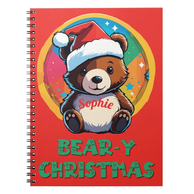 Caderno Espiral Urso de Natal Bonito Adorável Kawaii Chibi (Frente)
