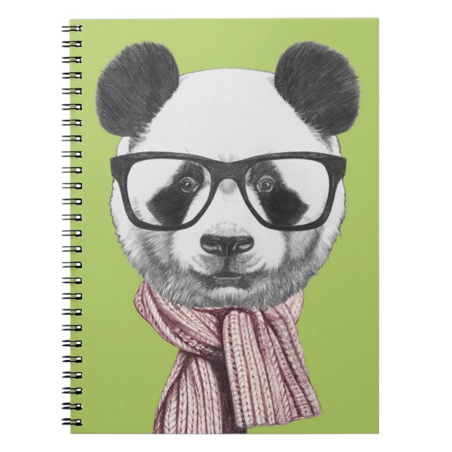 Caderno Espiral Urso de panda pronto do inverno (Frente)