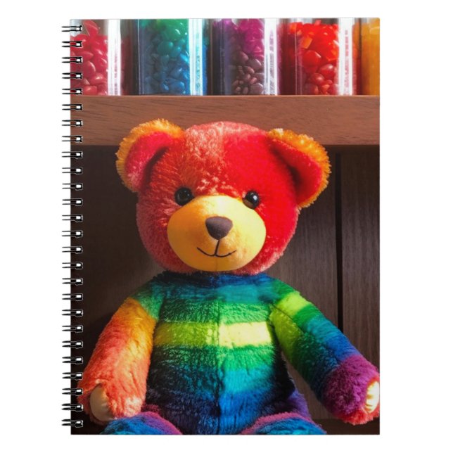 Caderno Espiral Urso de Pelúcia Arco-íris Radiante (Frente)